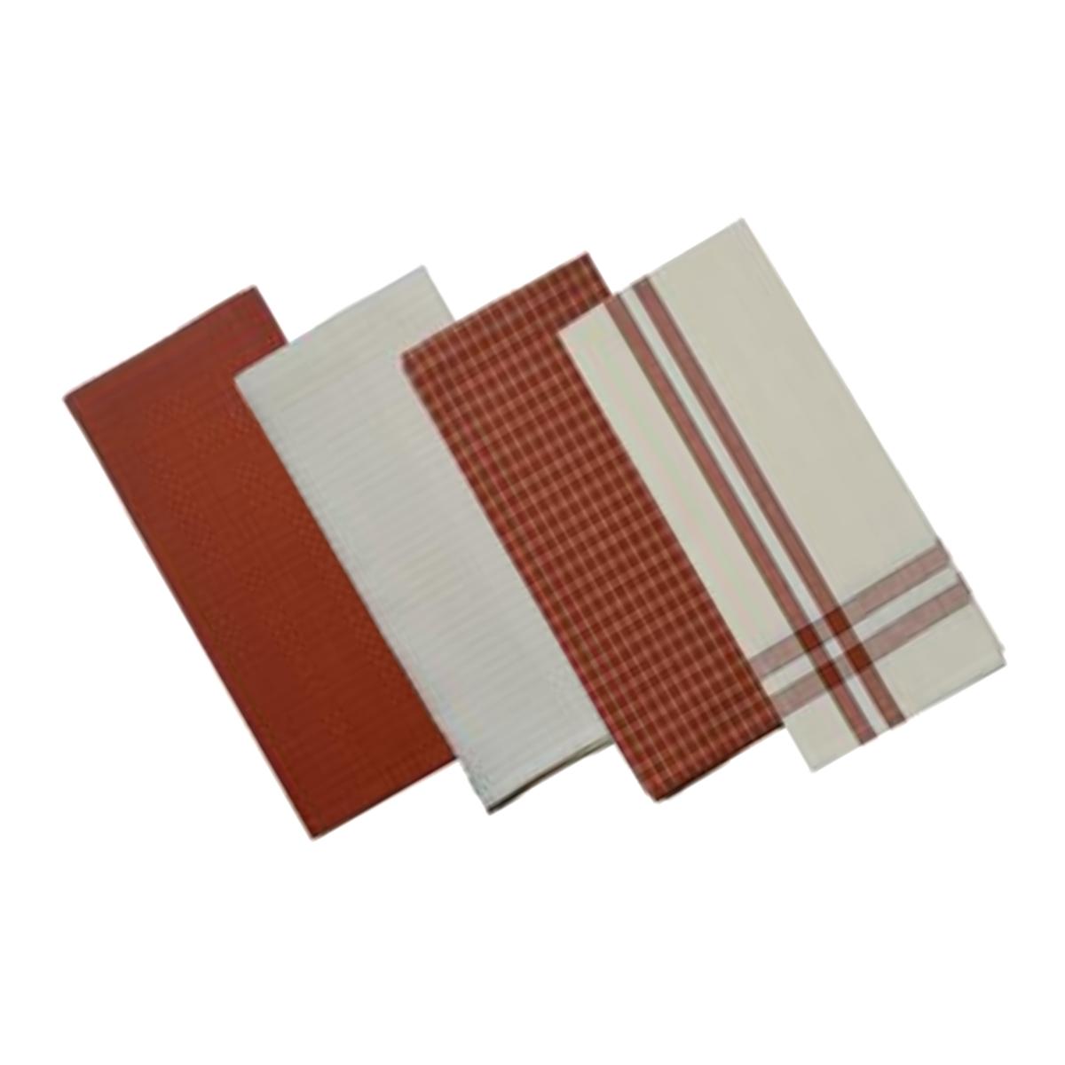 Picture of Dunroven House RVARTYTC Variety Kitchen Towel, Terra Cotta & Cream - Set of 4