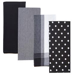 Rvartyblkwhi Variety Kitchen Towel, Black & White - Set Of 4
