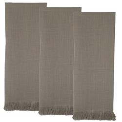 Or830-tau Cotton-linen Blend Striped Towel, Taupe & White - Set Of 3