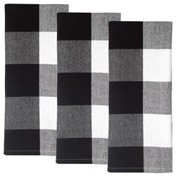 Or819-blk Large Farmhouse Check Towel, Black & White - Set Of 3