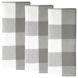Or819-gy Large Farmhouse Check Towel, Gray & White - Set Of 3
