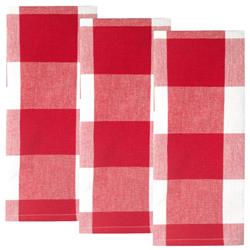Or819-br Large Farmhouse Check Towel, Bright Red & White - Set Of 3