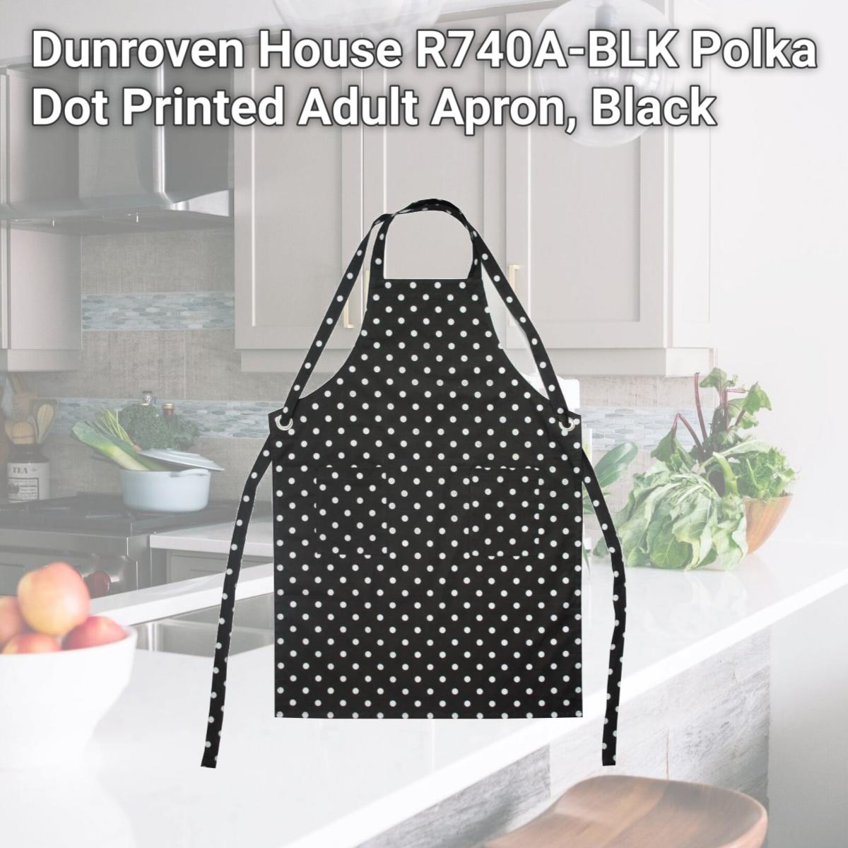 Picture of Dunroven House R740A-BLK Polka Dot Printed Adult Apron, Black