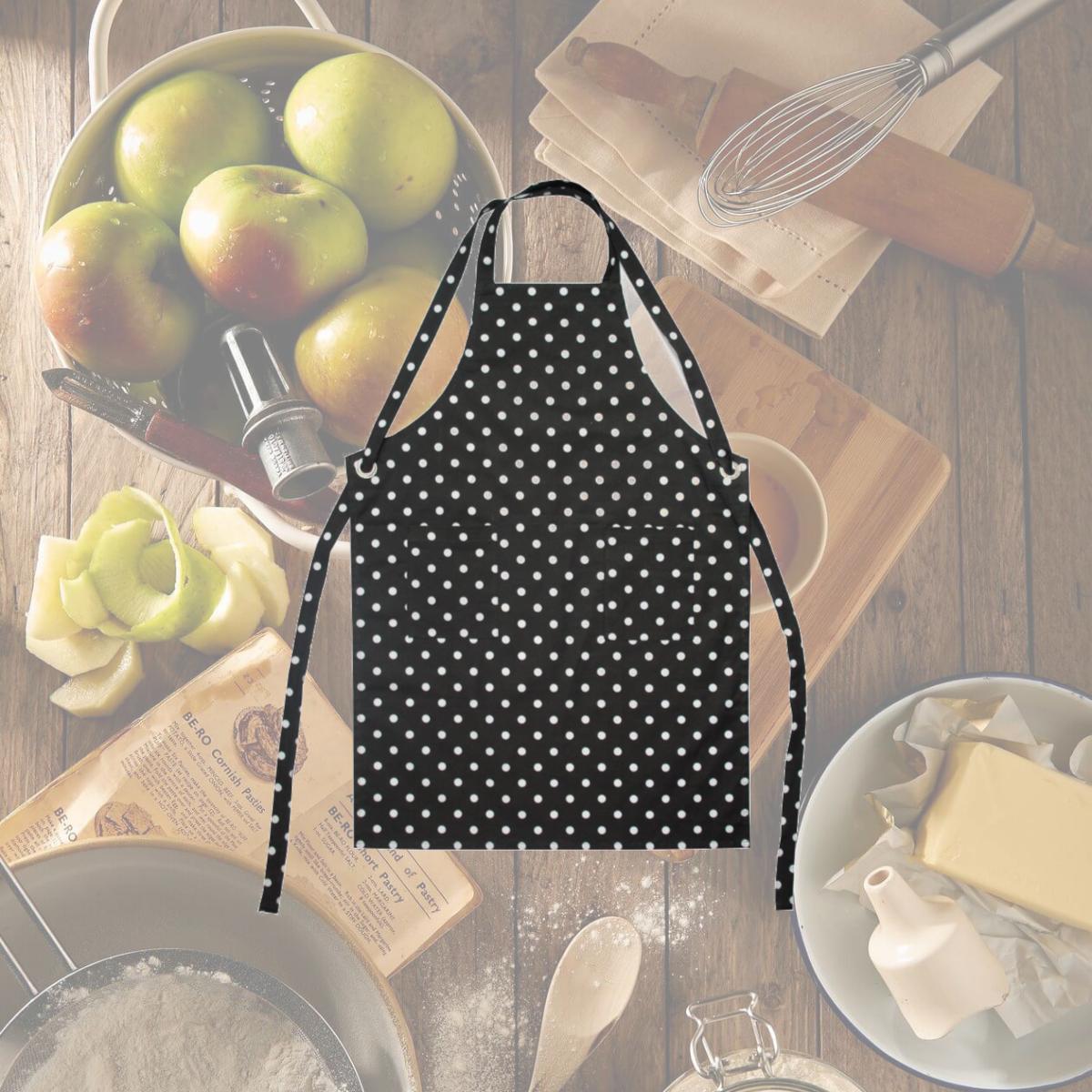 Picture of Dunroven House R740A-BLK Polka Dot Printed Adult Apron, Black