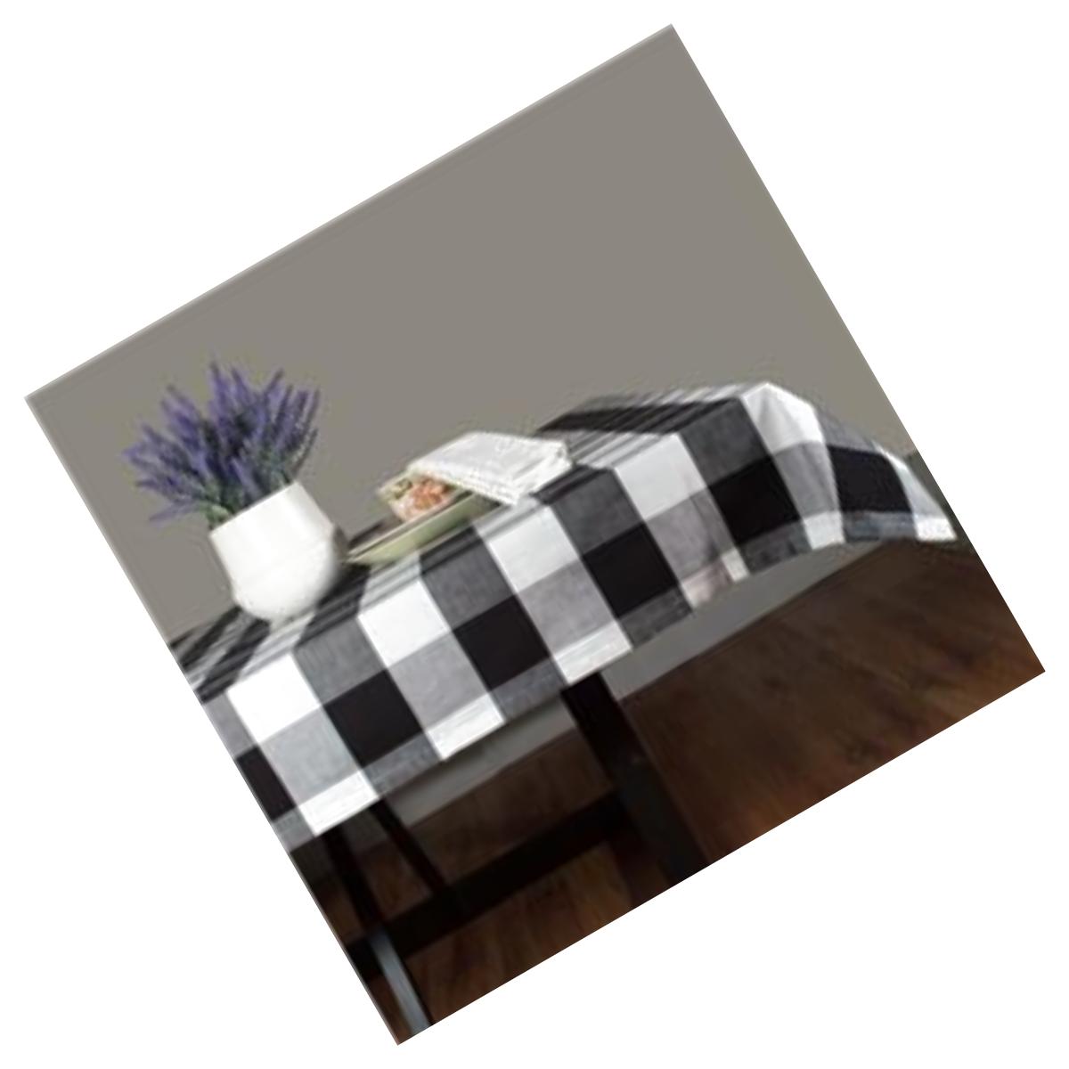 Picture of Dunroven House RK819-BLK 54 in. Farmhouse Check Square Tablecloth, Black & White
