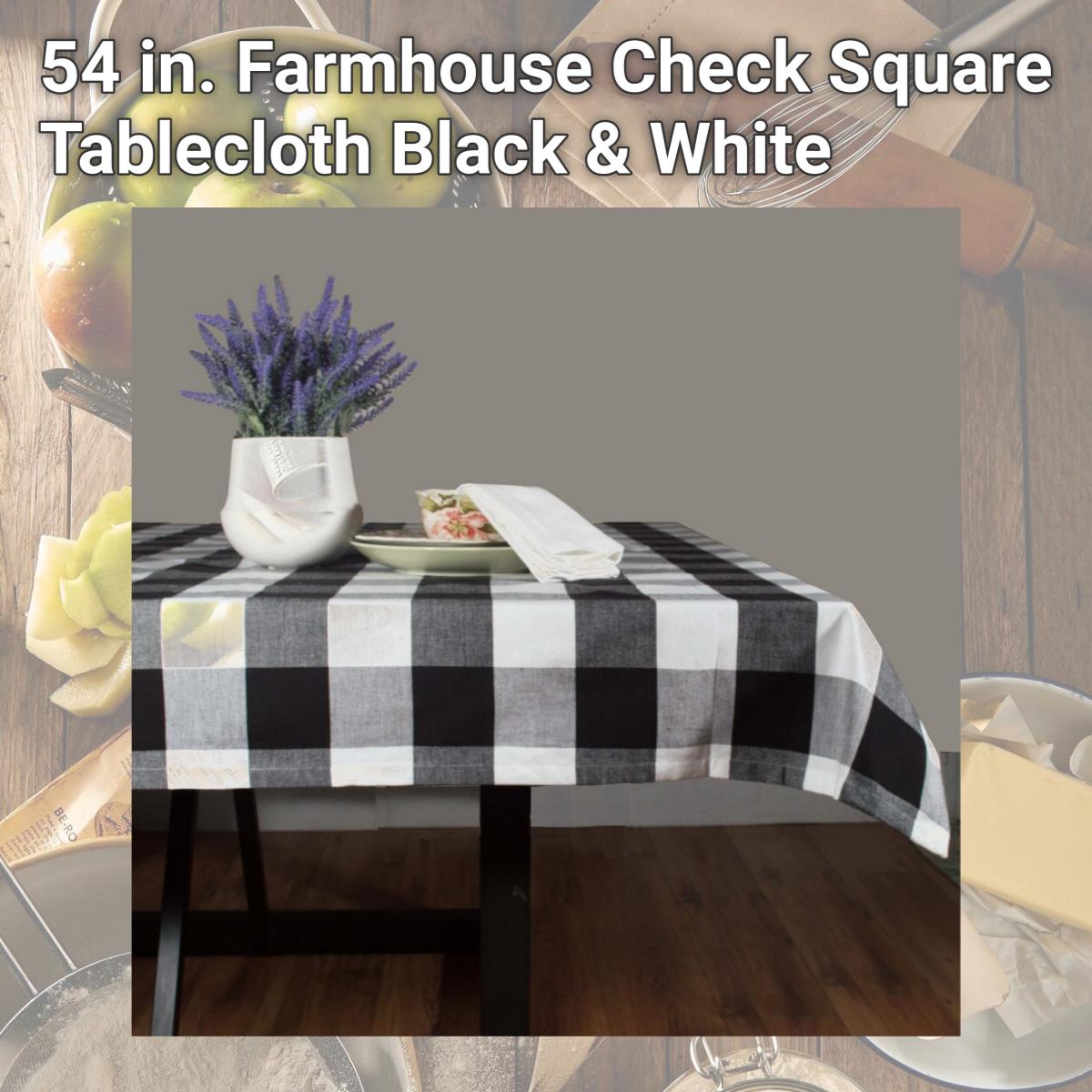 Picture of Dunroven House RK819-BLK 54 in. Farmhouse Check Square Tablecloth, Black & White