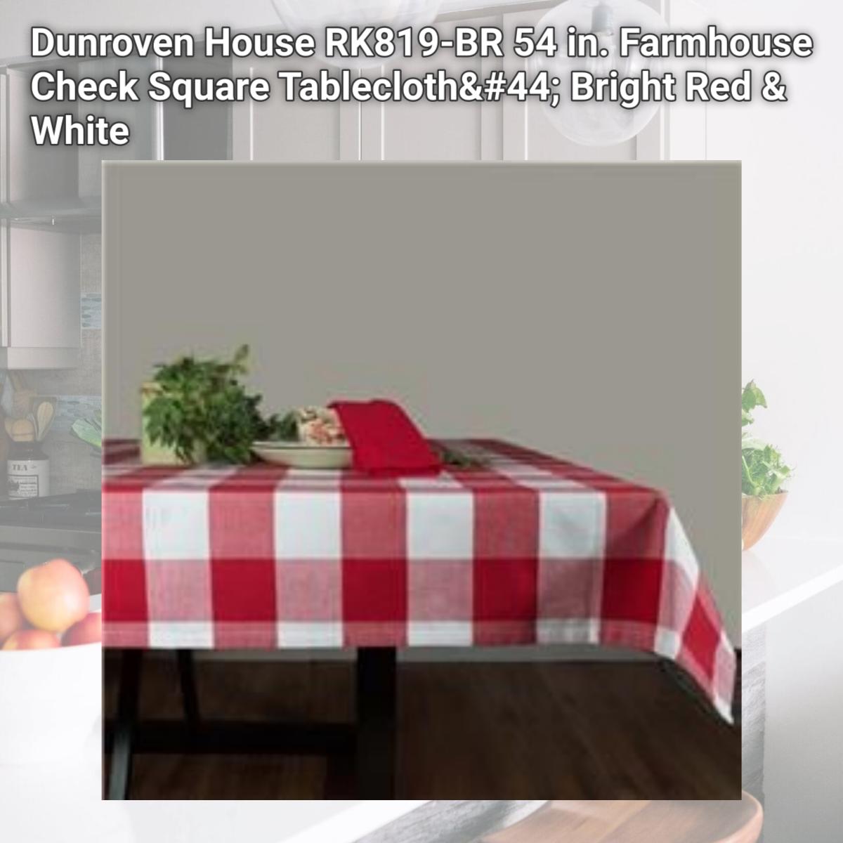 Picture of Dunroven House RK819-BR 54 in. Farmhouse Check Square Tablecloth, Bright Red & White