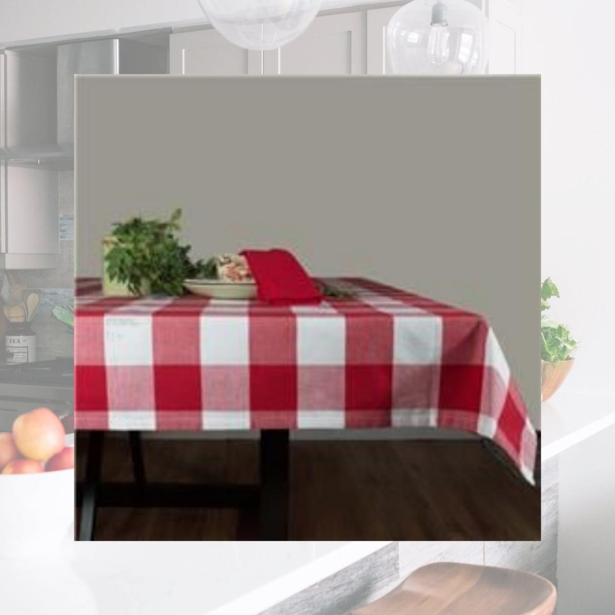 Picture of Dunroven House RK819-BR 54 in. Farmhouse Check Square Tablecloth, Bright Red & White