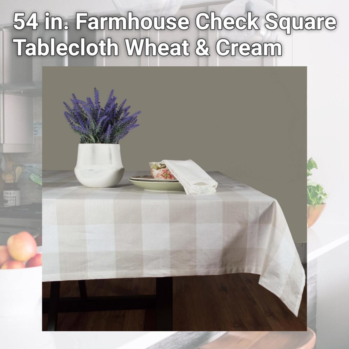 Picture of Dunroven House RK819-NAT 54 in. Farmhouse Check Square Tablecloth, Wheat & Cream