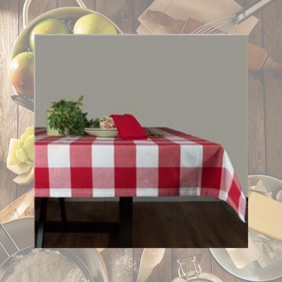 Picture of Dunroven House RK820-BR 60 x 84 in. Farmhouse Check Tablecloth, Bright Red & White