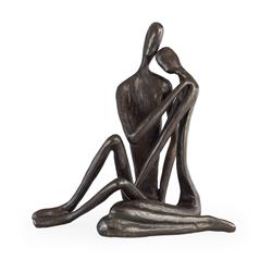 ZI6786L Couple Embracing Cast Iron Sculpture - Bronze, Large