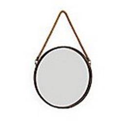 Se021 15 In. Gold Patina Round Mirror With Hanging Rope