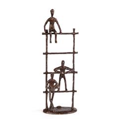 Zd17143 Three Children On A Ladder Bronze Sculpture Modern Metal Art Home Decor