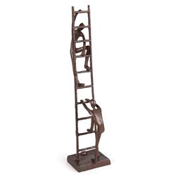 Zd17310 Two Figures Climbing A Ladder Bronze Sculpture Contemporary Metal Art Shelf & Desk Decor