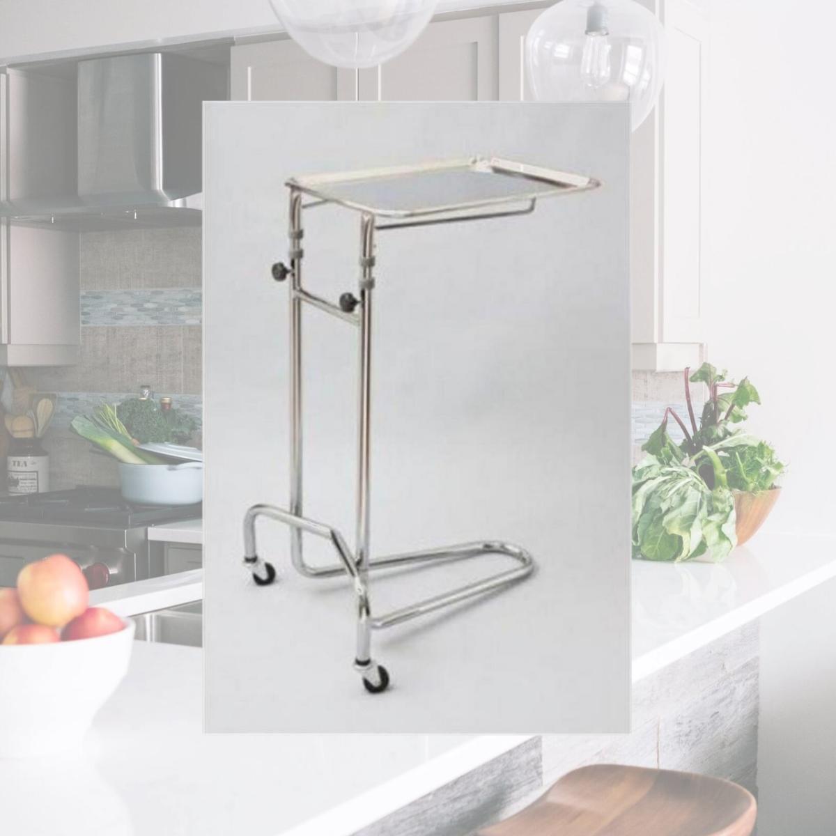 Picture of Tech Med 4366 Calf Base Double Post Mayo Stand Large Tray