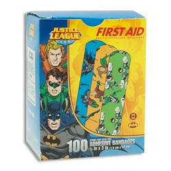10791 0.75 X 3 In. Justic League Adhesive Batman Green Lantern & Aquaman Sterile Bandages, Green
