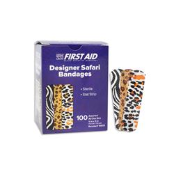 15605 0.75 X 3 In. Designer Adhesive Sterile Safari Bandages