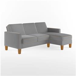 Da036sec Novogratz Bowen Sectional Sofa With Contrast Welting, Gray