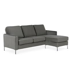Da037sec Novogratz Chapman Sectional Sofa With Chrome Legs, Gray