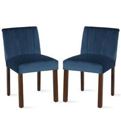 De61119 Dorel Living Dallin Channel Back Parsons Dining Chair, Blue - Set Of 2