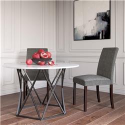 De53327 Linen Upholstered Parsons Chairs, Gray & Dark Pine - Set Of 2