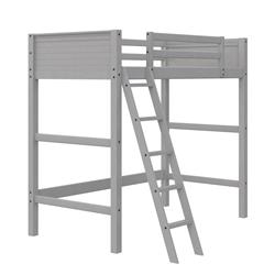 De42385 Moon Bay Kids Wooden Loft Bed With Ladder, Gray - Twin Size