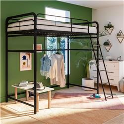 De33767 Avi Closet Storage Loft Bed, Black - Twin Size