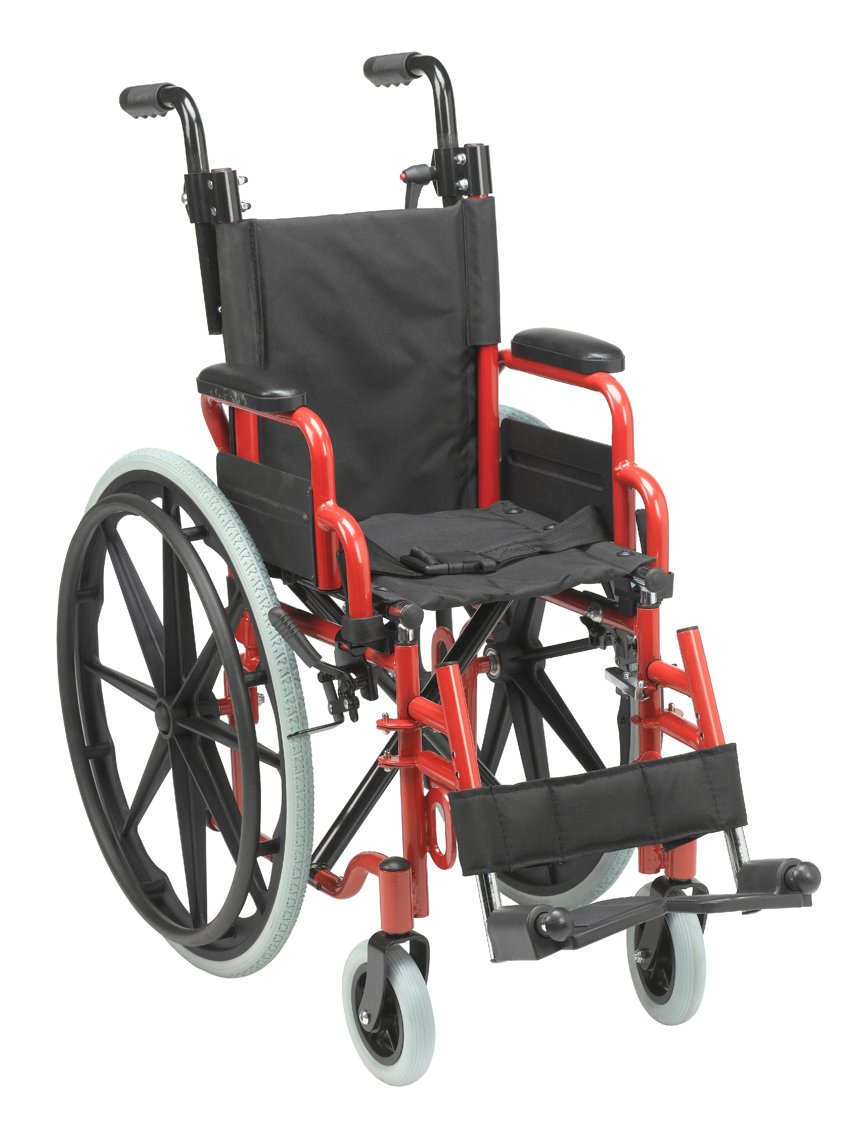 12 In. Wallaby Pediatric Folding Wheelchair, Fire Truck Red