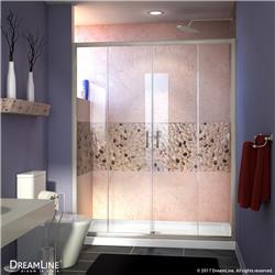 Dl-6960r-22-04 60 X 30 In. Visions Sliding Shower Door With Right Drain Biscuit Acrylic Shower Base Kit - Brushed Nickel