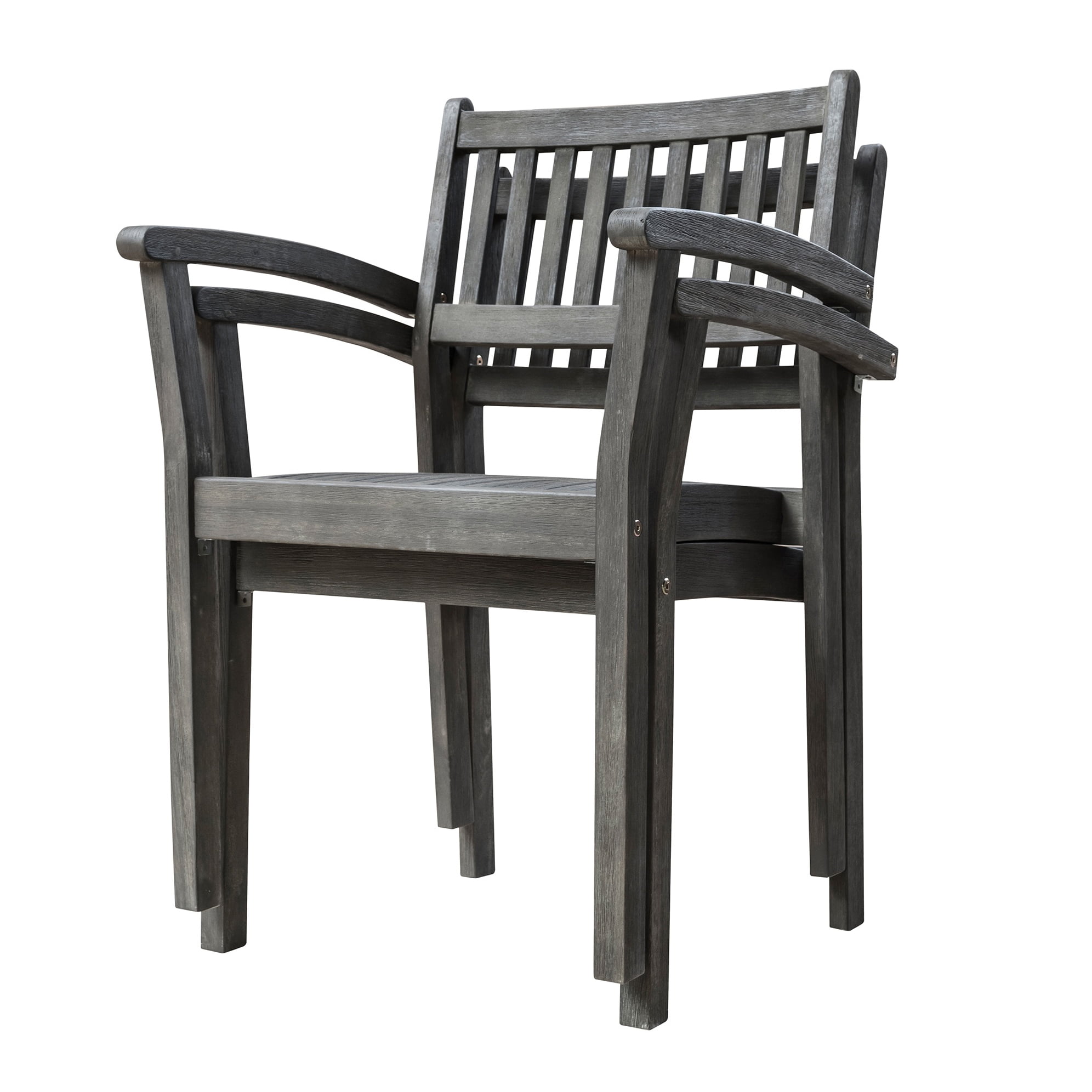 Outdoor Patio Hand-scraped Wood Stacking Armchair (set Of 2) - V1805