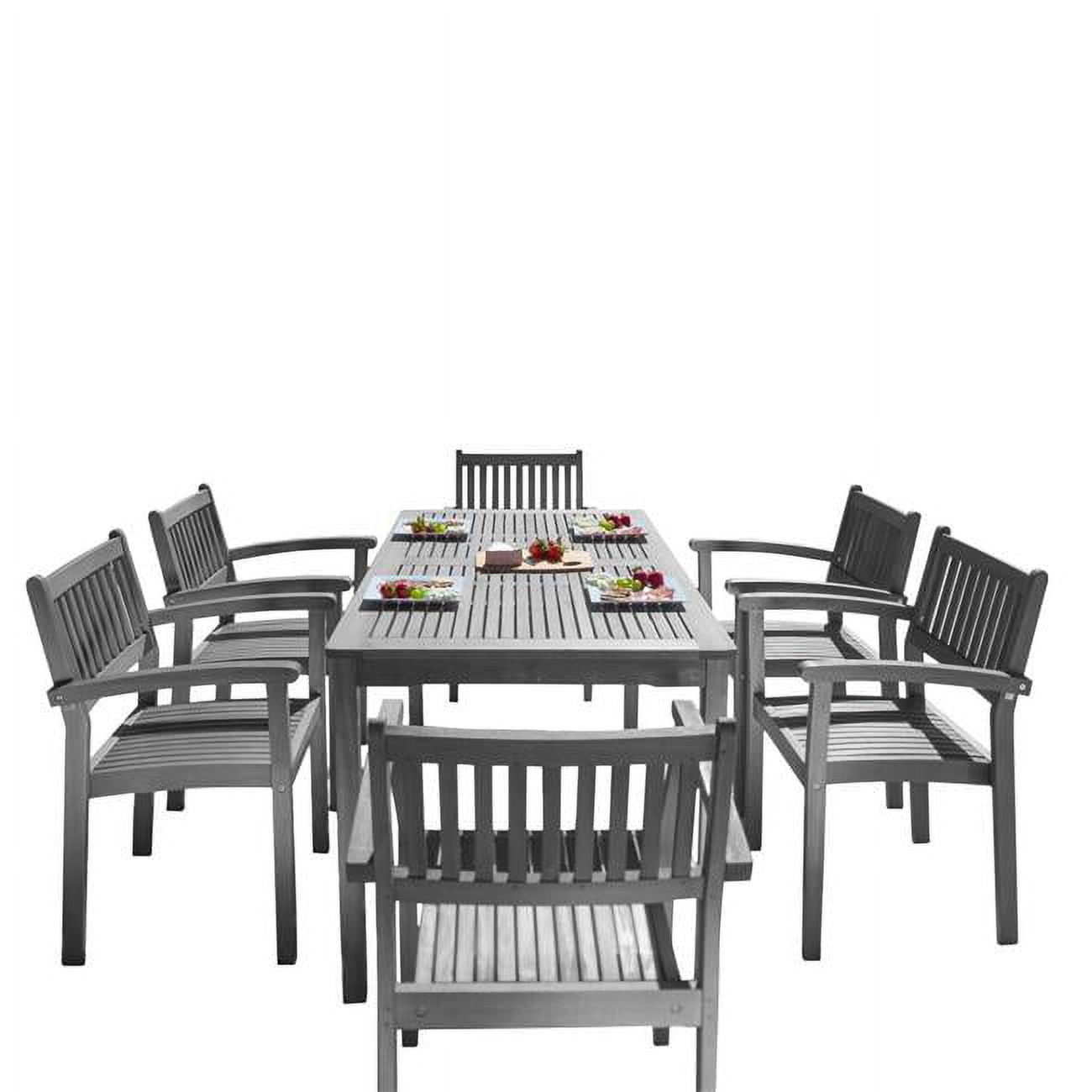 Outdoor Patio Hand-scraped Wood 7-piece Dining Set With Stacking Chairs - V1297set28