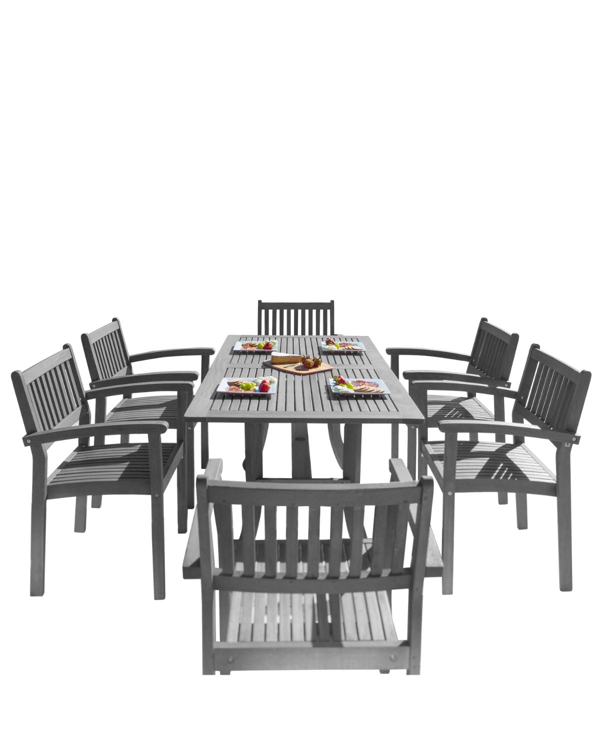 Outdoor Patio Hand-scraped Wood 7-piece Dining Set With Stacking Chairs - V1300set12