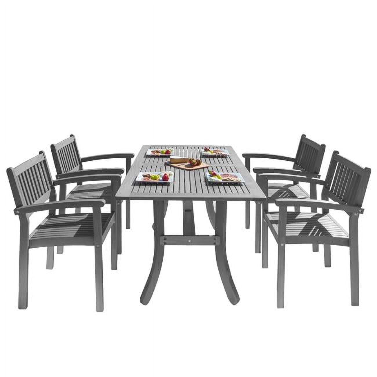 Outdoor Patio Hand-scraped Wood 5-piece Dining Set With Stacking Chairs - V1300set13