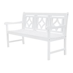 V1831 Bradley Outdoor Patio Diamond 5 Ft. Bench, White Painted