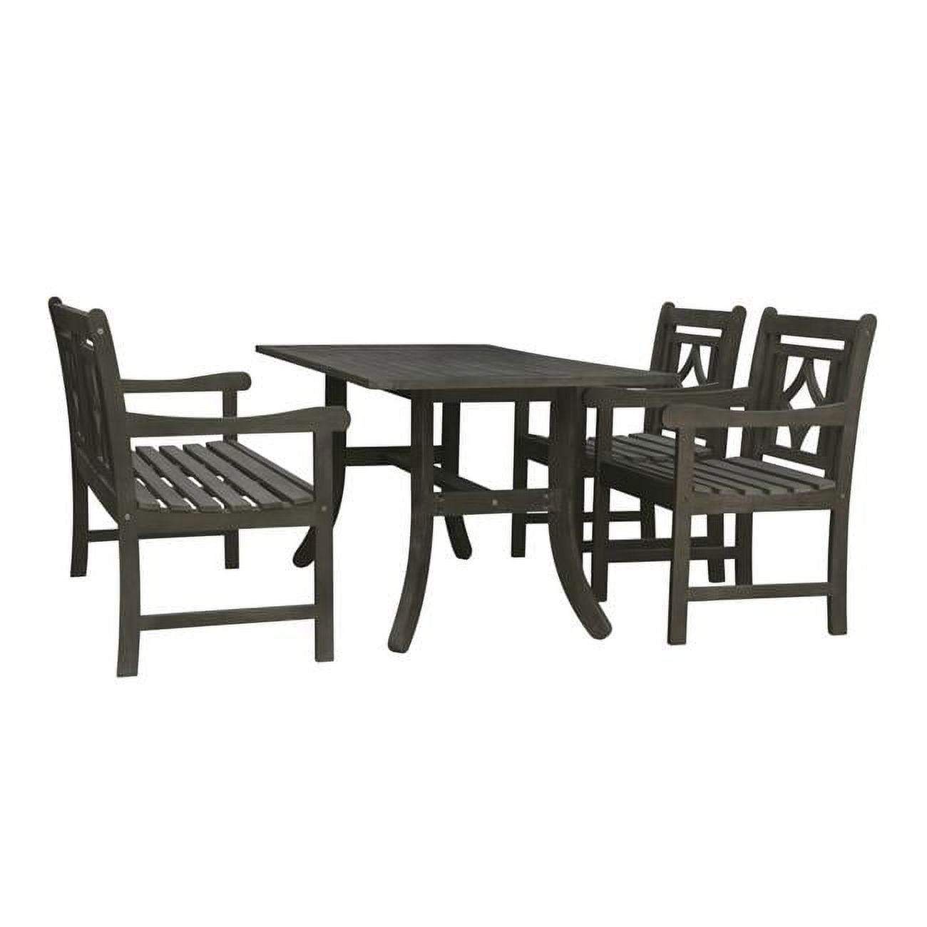 V1300set16 Renaissance Outdoor Wood Patio Curvy Legs Table Dining Set, Vista Grey - 34 X 22 X 24 In. - 4 Piece