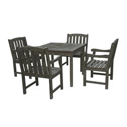 V1840set4 Renaissance Outdoor Wood Patio Stacking Table Dining Set, Vista Grey - 36 X 23 X 22 In. - 5 Piece