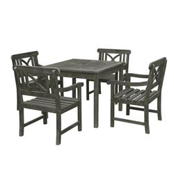 V1840set5 Renaissance Outdoor Wood Patio Stacking Table Dining Set, Vista Grey - 29 X 35 X 35 In. - 5 Piece