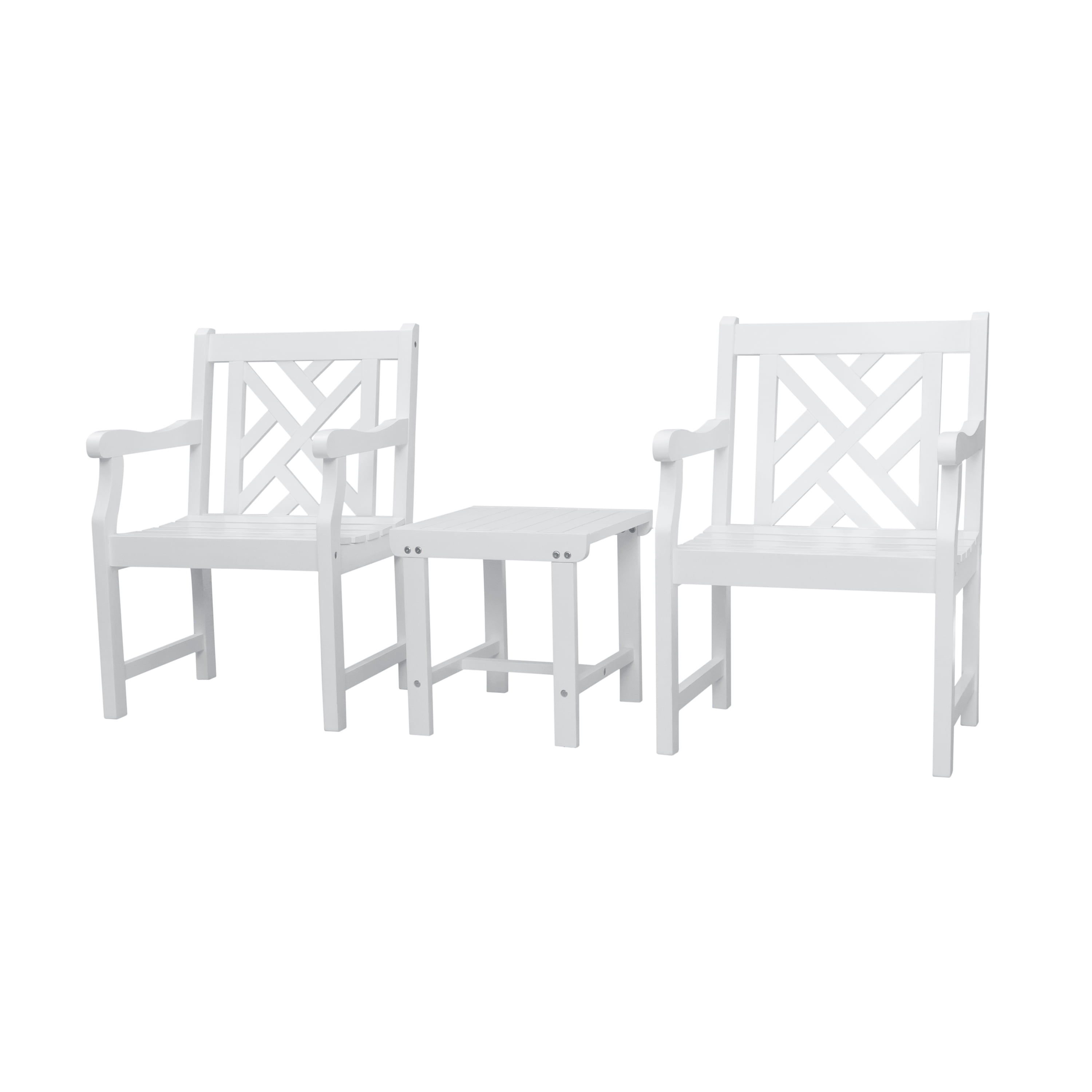 V1844set3 Bradley Outdoor Patio Wood Conversation Set, White Painted - 36 X 23 X 22 In. - 3 Piece