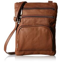 Ch-025brw Casual Genuine Leather Cross Body Bag, Brown