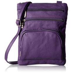 Ch-025pp Casual Genuine Leather Cross Body Bag, Purple