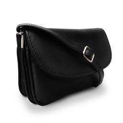 Ca-2025bk Multi Pocket Leather Messenger Bag, Black