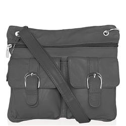 Ch-027blk Big Pockets Leather Cross Body Bags, Black