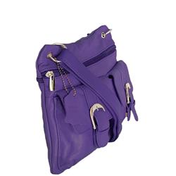 Ch-027pp Big Pockets Leather Cross Body Bags, Purple