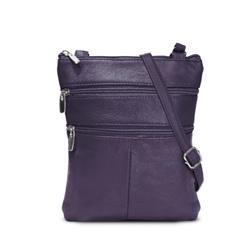 Ch-020pp Flat Two Sides Leather Cross Body Bag, Purple