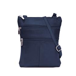 Ch-020nb Flat Two Sides Leather Cross Body Bag, Navy Blue