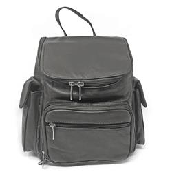 F-160bk Soft Leather Backpack Travel Bag, Black