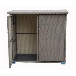 Pa-3027b.1-nature 4.1 X 2.6 Ft. Outdoor Wicker Patio Horizontal Metal Garbage Shed, Nature