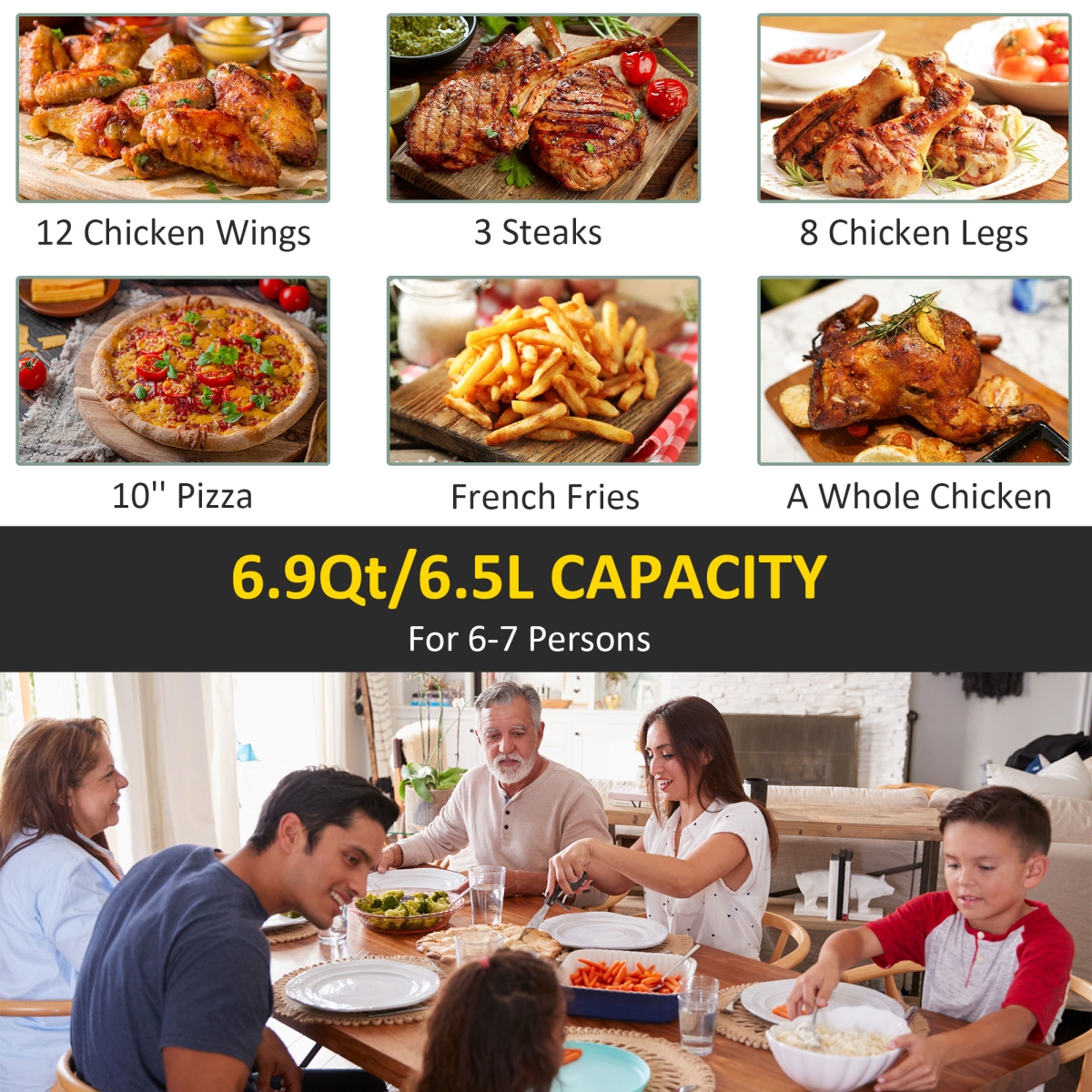 Picture of Direct Wicker UBS-W2225142051 Air Fryer, 1700W 6.9 Quart Air Fryers Oven with Digital Display, 360 Air Circulation, Adjustable Temperature