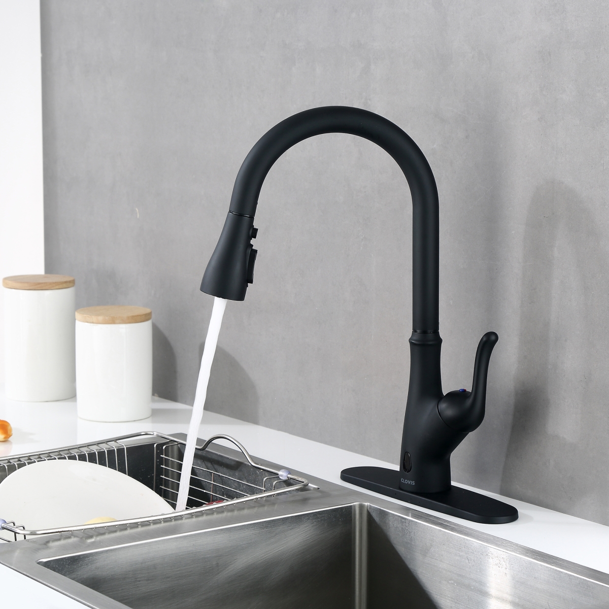 Picture of Direct Wicker UBS-20S05101MBL Single Handle Pull Down Touchless Kitchen Faucet