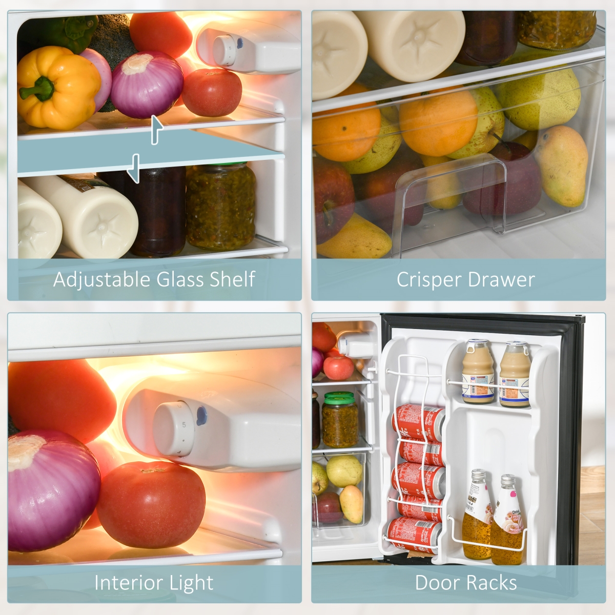 Picture of Direct Wicker UBS-W2225P173903 3.2 Cu.Ft Mini Fridge with Freezer, Double Door Compact Refrigerator with Adjustable Thermostat,  Energy Efficient
